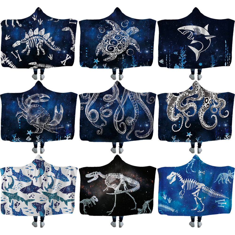 Home Children Shark Tortoise Crab Hooded Blanket