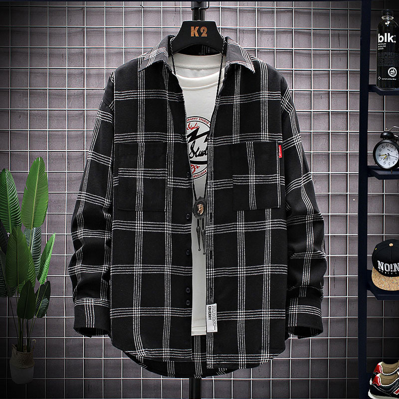 Title 5, Herren Plaid Hemd Koreanischer Stil Slim Fit fü...