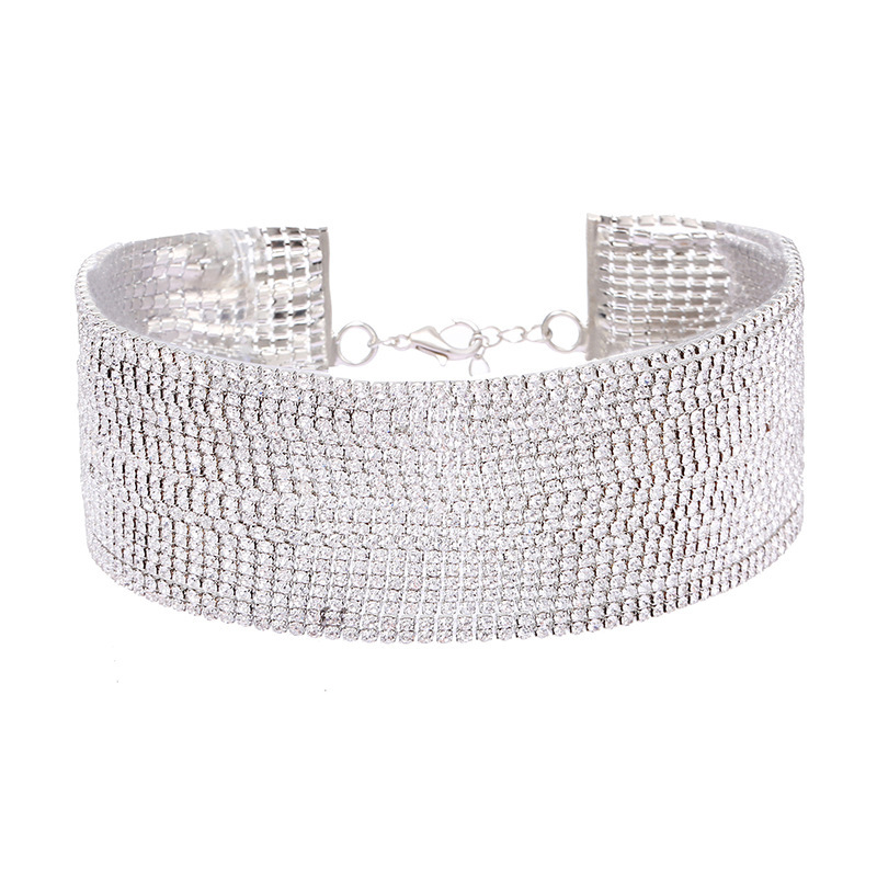 Multi Layer Rhinestone Neck Chain Short Collar Necklace