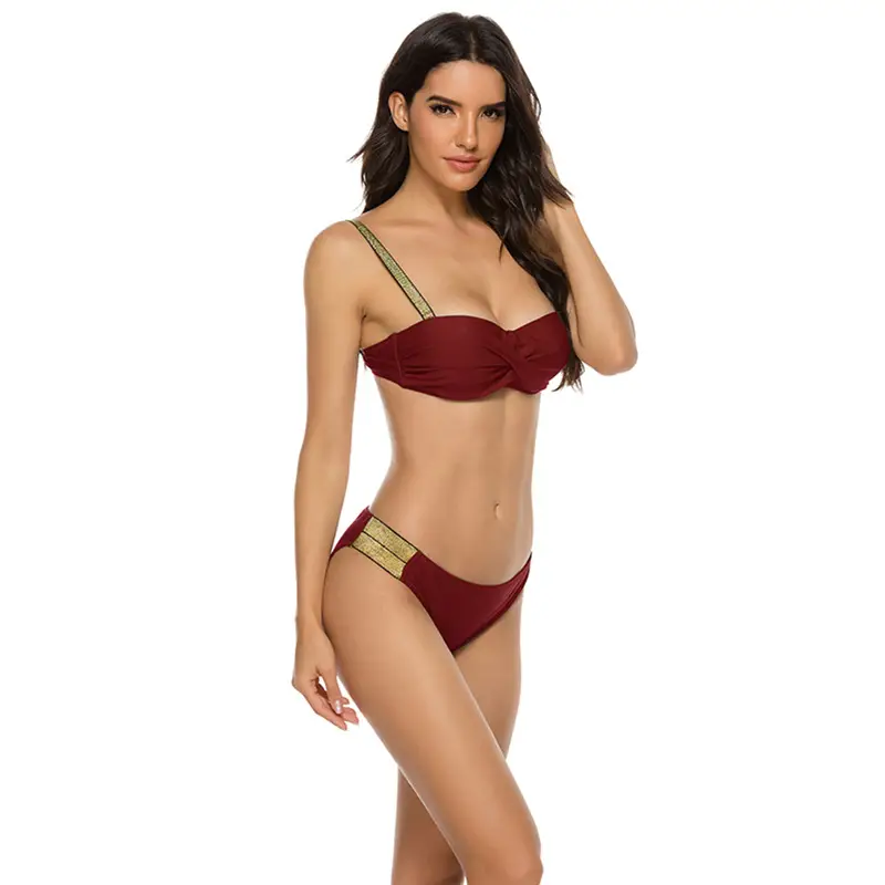 New Solid Color Nylon Fabric Split Bikini Sexy Bikini