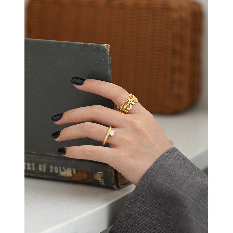 Design Sense Roman Pattern Cross  Ring Female Ring