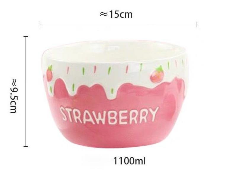 Title 2, Strawberry Bowl Ceramic Home Breakfast Bowl Cre...