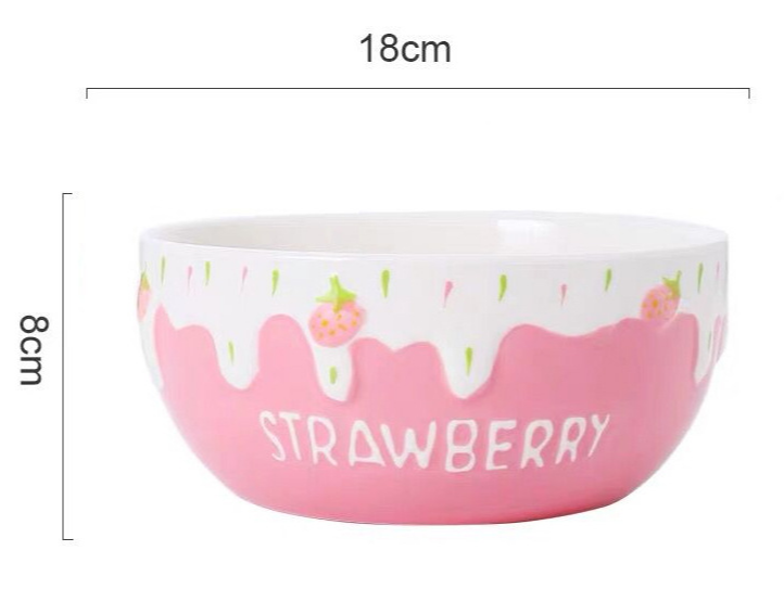 Title 8, Strawberry Bowl Ceramic Home Breakfast Bowl Cre...