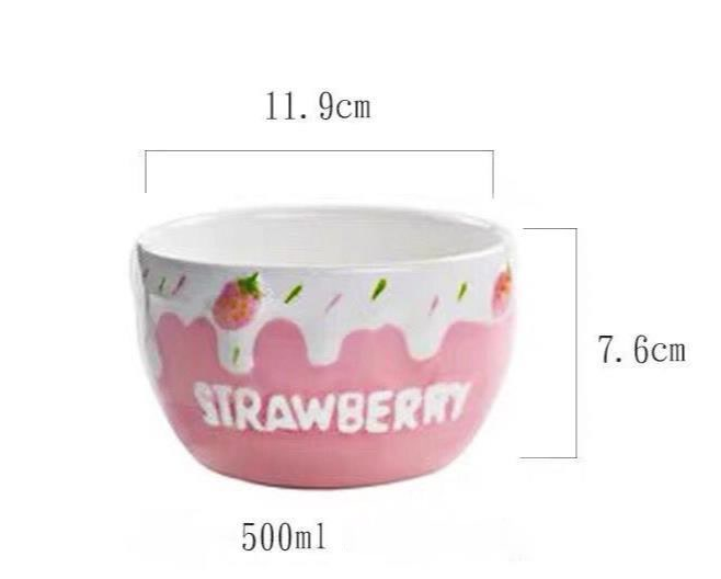 Title 12, Strawberry Bowl Ceramic Home Breakfast Bowl Cre...