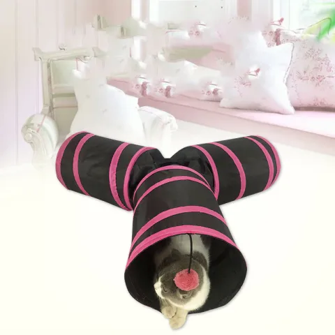 Y-shaped Foldable Cat Tunnel Fabric Pet Cat Toy Drill