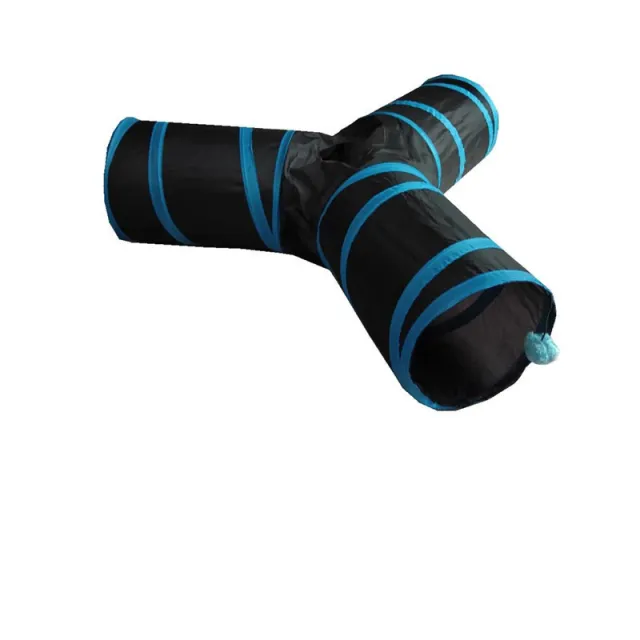 Y shaped Foldable Cat Tunnel Fabric Pet Cat Toy Drill Hole Funny Cat Pet Nest Blue - Shop at LoveMi