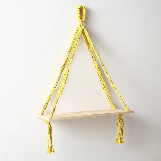 New Nordic Color Cotton Rope Hand Woven Tapestry Rack Wall Storage Rack Room Decoration Yellow - Shop at LoveMi