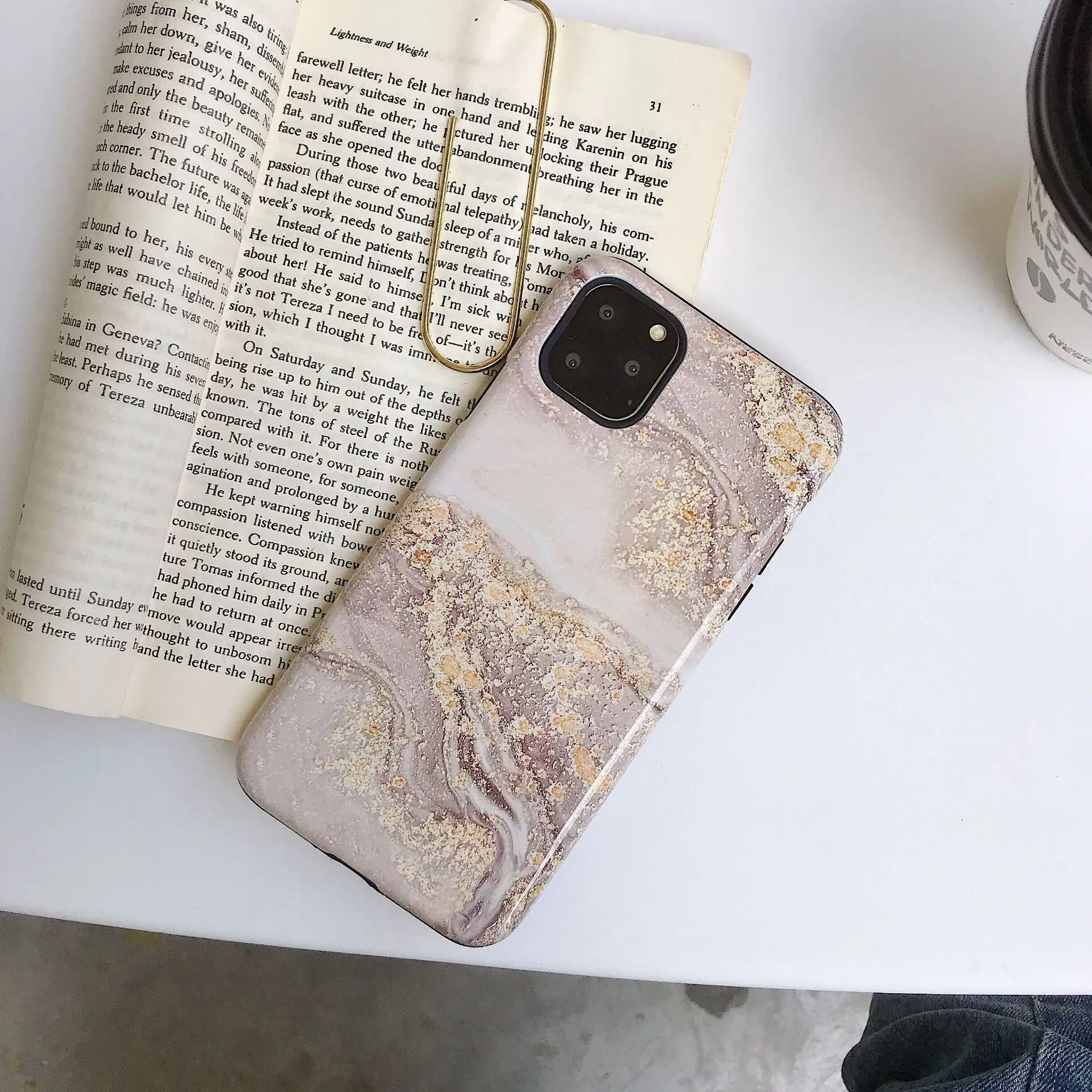 Silicone PC Double Marble Luxury Shell