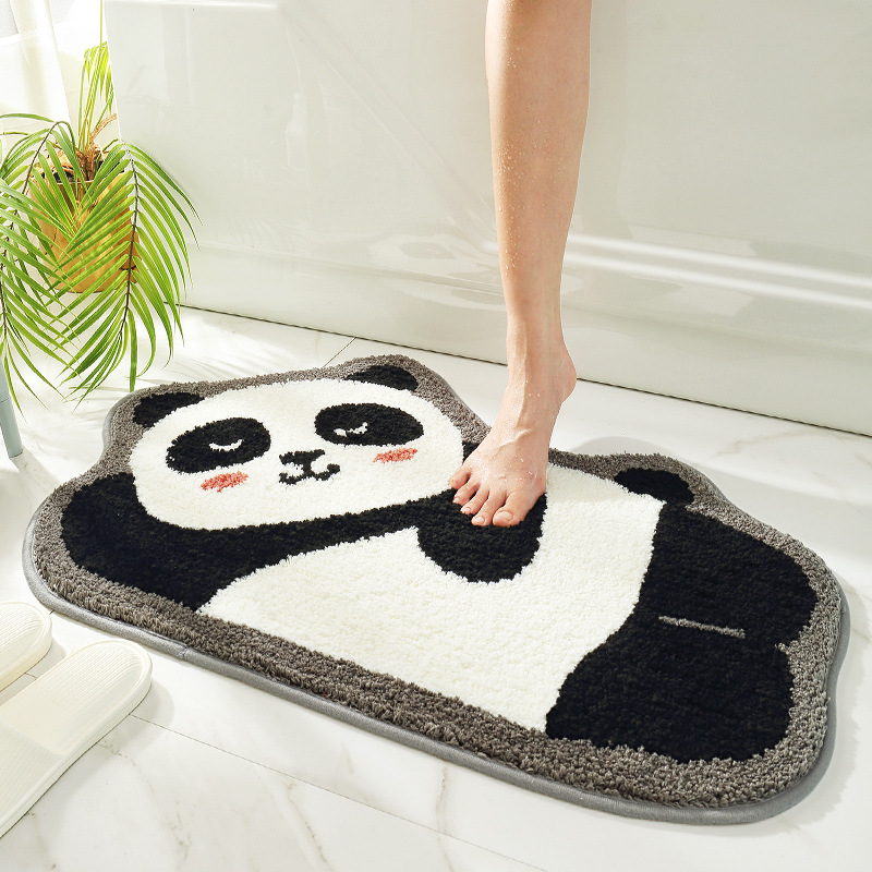 Title 1, Panda Shaped Microfiber Bath Mat, Absorbent, No...