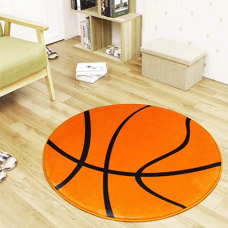 Tapis rond salon en motif basketball