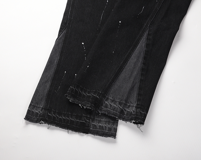 Title 4, Mens flared trousers with splash ink stitching...