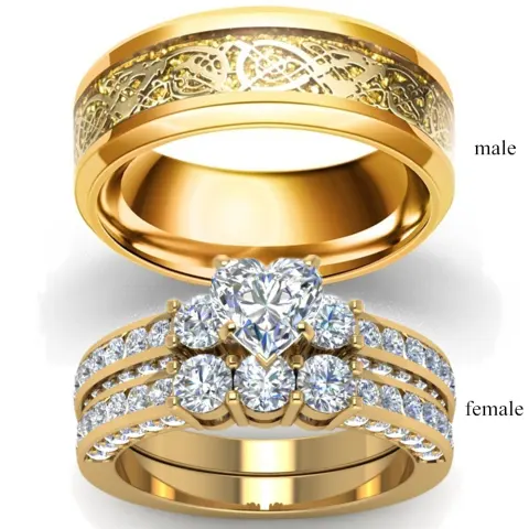 Zircon Gold Dragon Ring for Couples