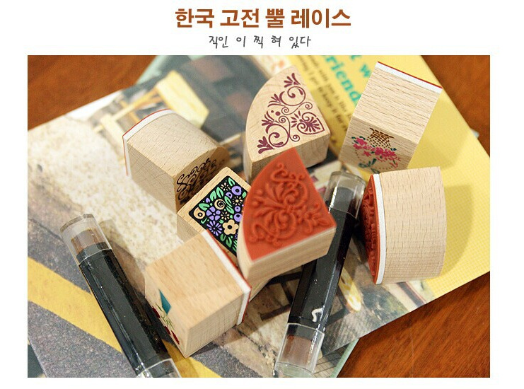 DIY Cute Seal Set Classical Corner Lace  2 Inkpad Pens  7 Pieces