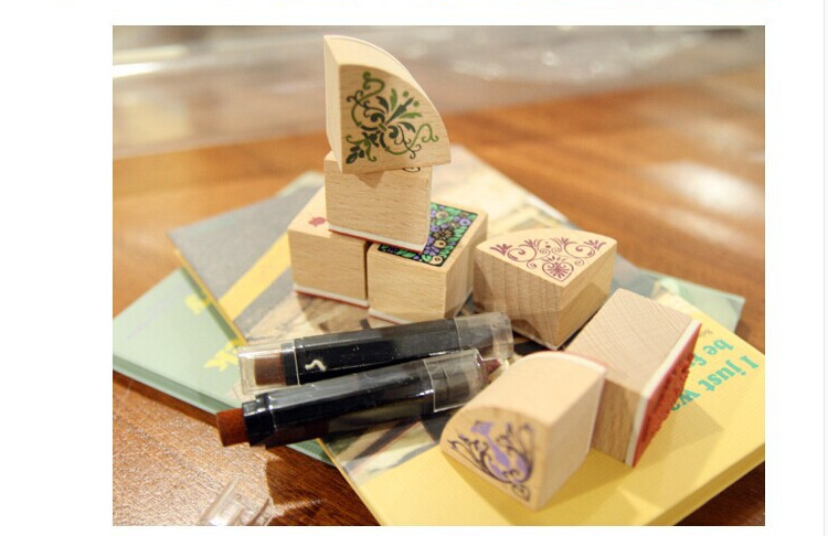 DIY Cute Seal Set Classical Corner Lace  2 Inkpad Pens  7 Pieces