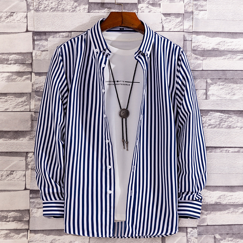 Casual Printed Long-sleeved Shirt Men's Peach Skin