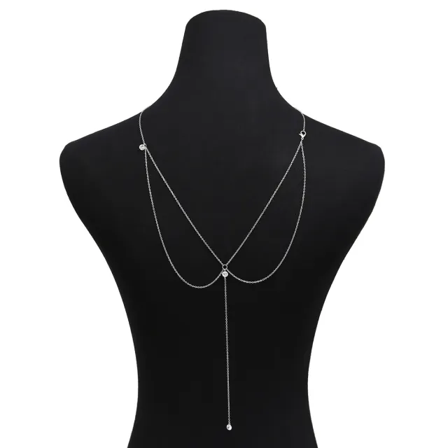 Fashion New Necklace Back Chain Simple Sexy Tassel Body Chain Street Necklace Silver - Shop at LoveMi