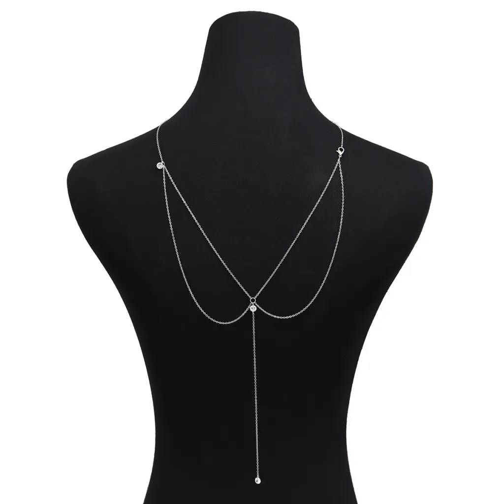 Fashion New Necklace Back Chain Simple Sexy Tassel Body Chain Street Necklace - Silver