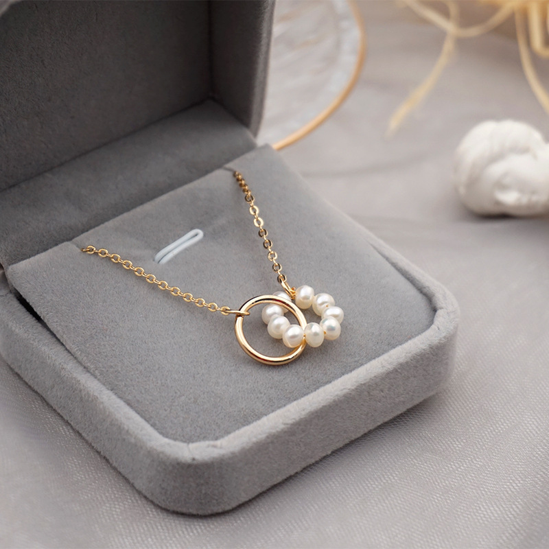 Freshwater Pearl Personalized Necklace Circle Clavicle Chain Female Korean Titanium Steel Necklace