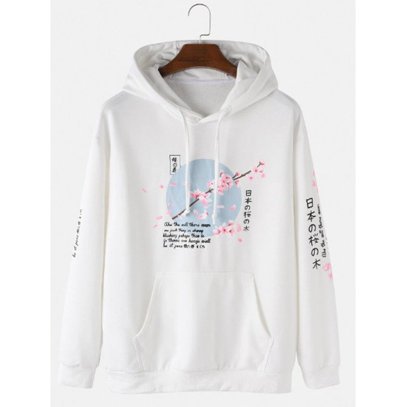 New Men's Loose Pullover Print Hooded Long-sleeved Sweater