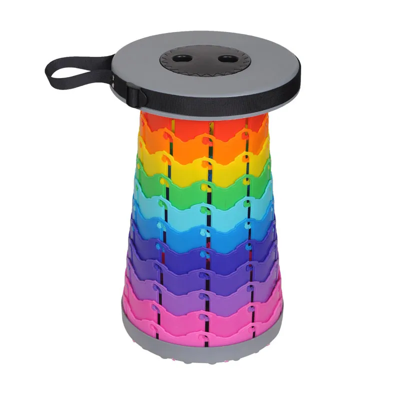Portable Travel Folding Retractable Rainbow Stool - Grey