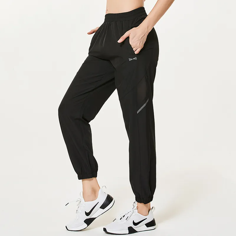 Quick-Drying Sports Pants Women Loose-Fitting Large Size Casual Pants Fitness Yoga Pants Thin Ins Trousers Running Pants - Black