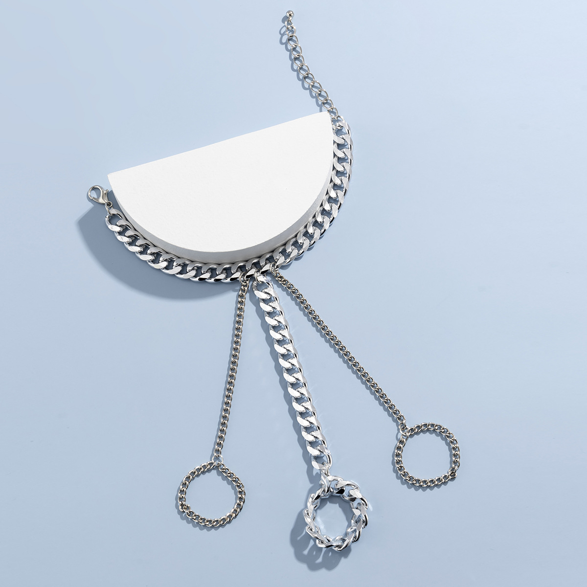 Street Style Metal Chain Ring Bracelet Hip Hop Exaggerated Trendy Girl