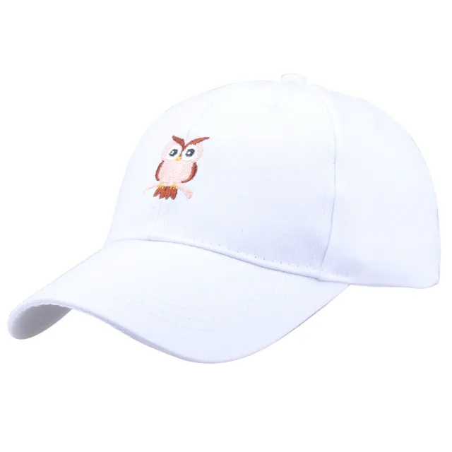 Cotton Embroidered Baseball Cap Owl LOGO Cap White - Shop at LoveMi