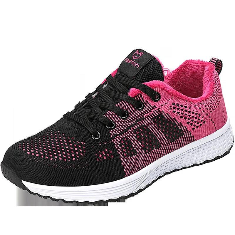 New Style Sports Shoes Women Flying Woven Mesh Women's Shoes Sports Shoes - Red