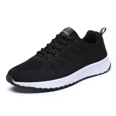New Style Sports Shoes Women Flying Woven Mesh Women's Shoes Sports Shoes - Black - View 1