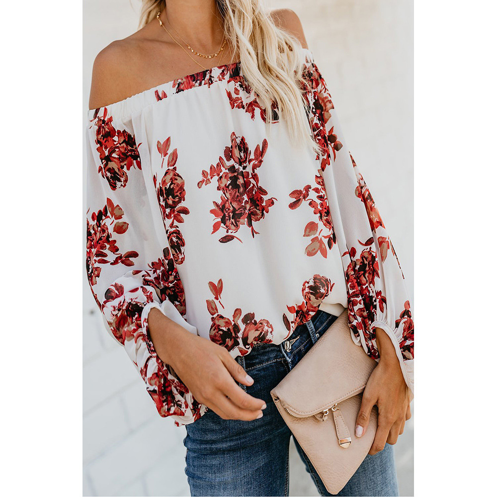 Fashion Retro Printing Long-Sleeved Hedging European And American Women Shirt