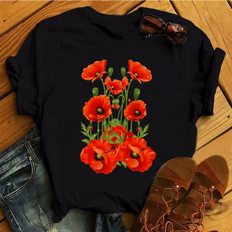 Title 5, Floral Flower Pattern Printing Loose Summer Cas...