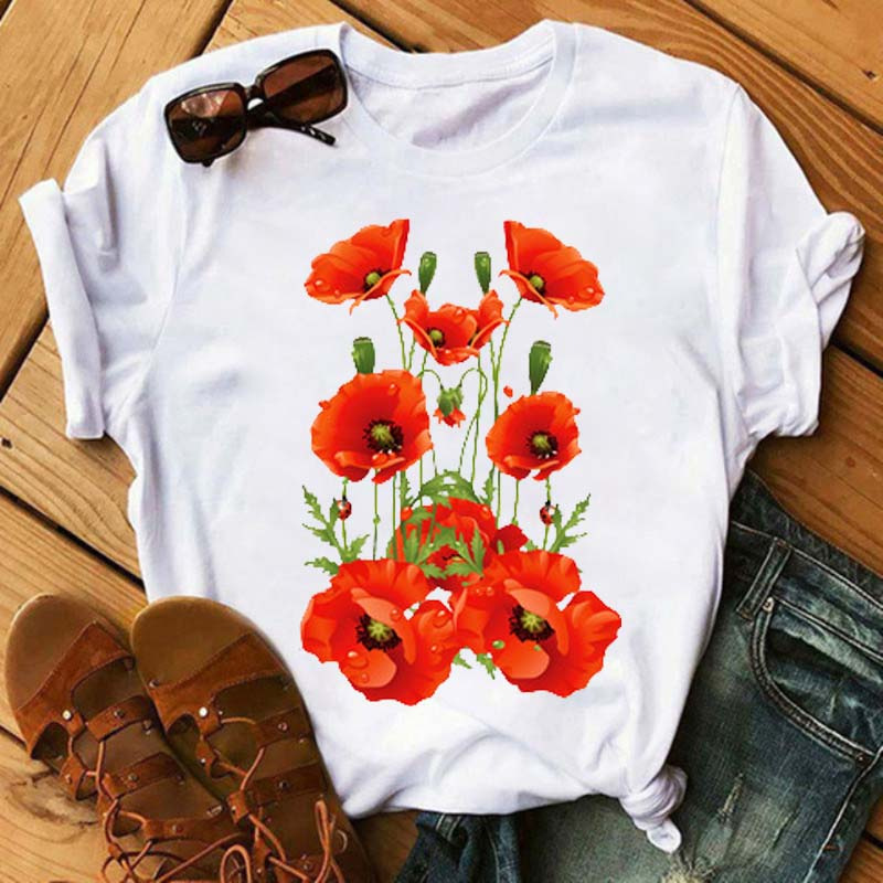 Title 7, Floral Flower Pattern Printing Loose Summer Cas...