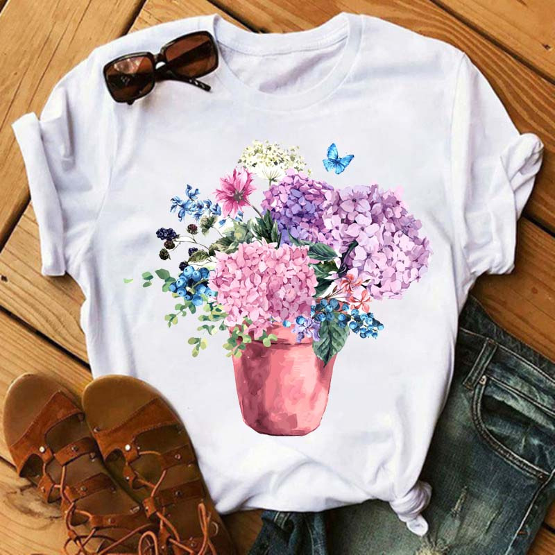 Title 6, Floral Flower Pattern Printing Loose Summer Cas...