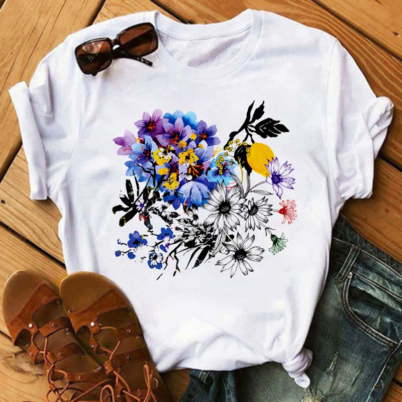 Title 13, Floral Flower Pattern Printing Loose Summer Cas...