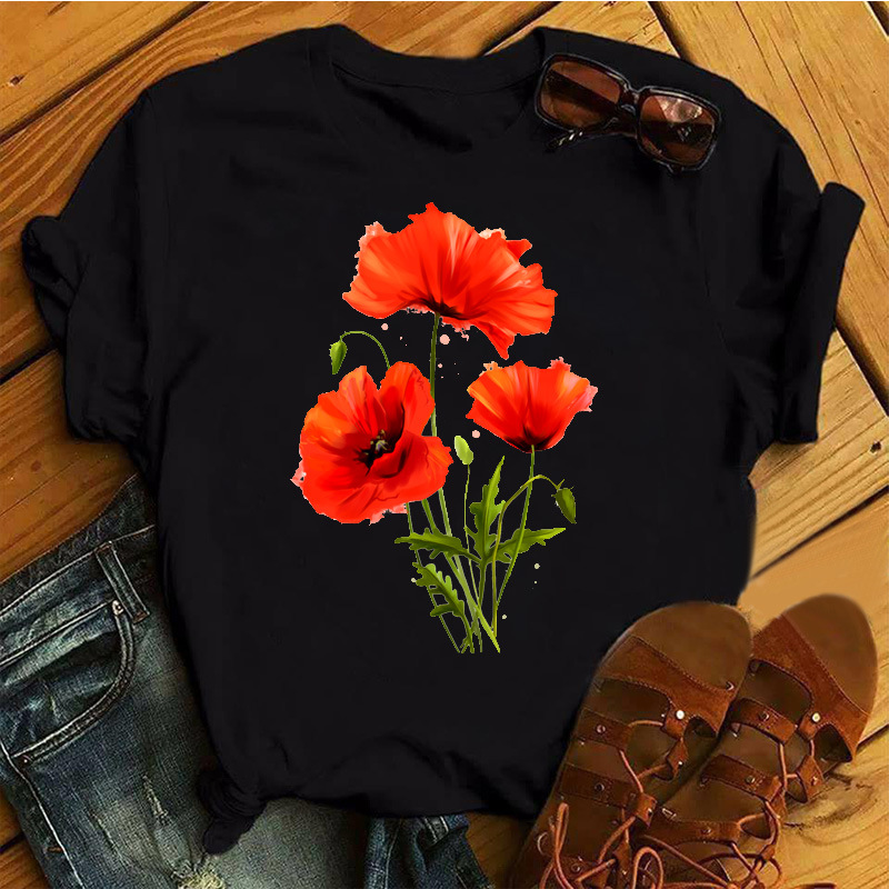 Title 8, Floral Flower Pattern Printing Loose Summer Cas...