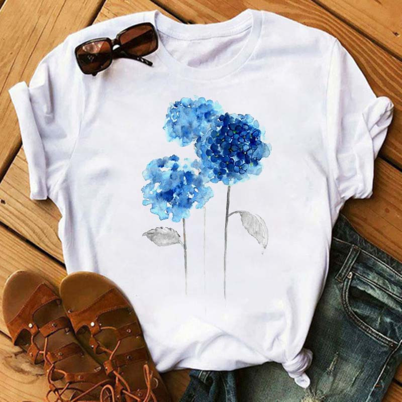 Title 9, Floral Flower Pattern Printing Loose Summer Cas...