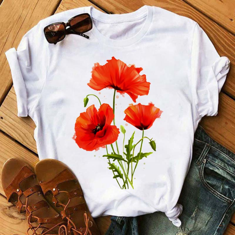 Title 10, Floral Flower Pattern Printing Loose Summer Cas...