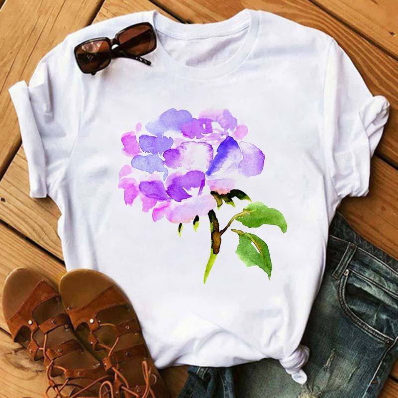 Title 12, Floral Flower Pattern Printing Loose Summer Cas...