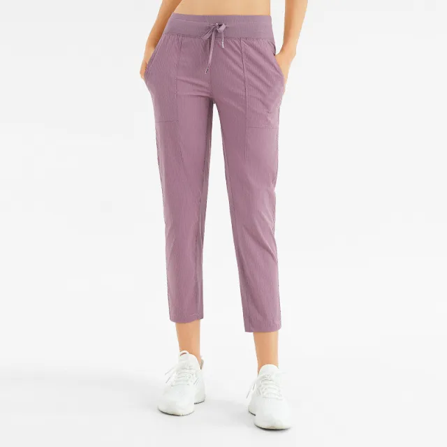 Loose Running Fitness Breathable Nine Point Pocket Yoga Pants Purple - Shop at LoveMi
