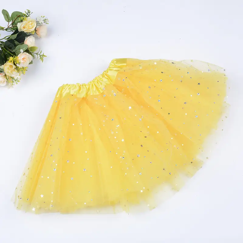 Children's Star Sequined Mesh Skirt