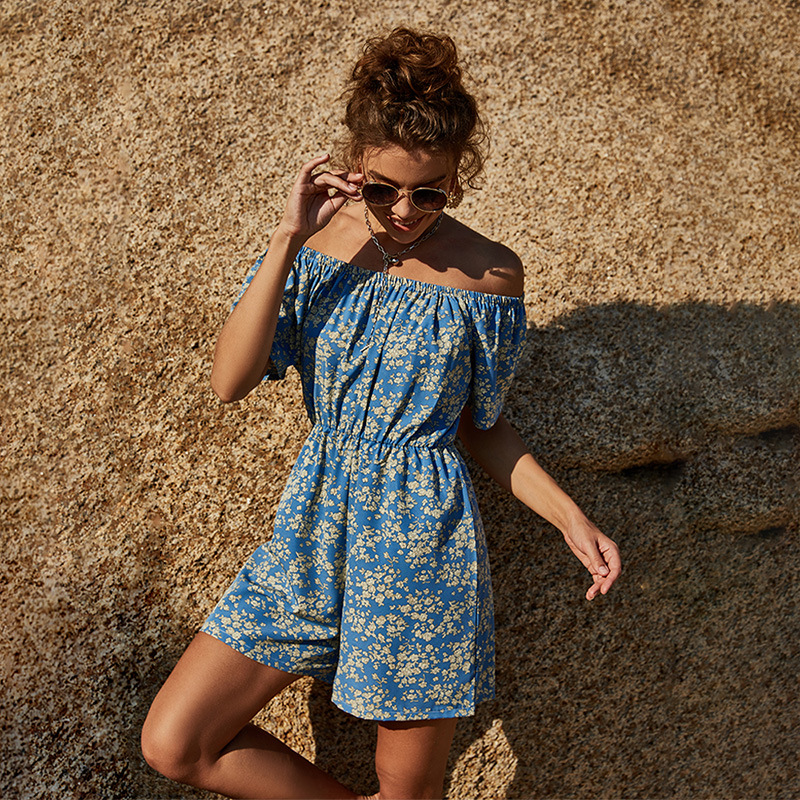 High-waist Printed Wide-leg Jumpsuit