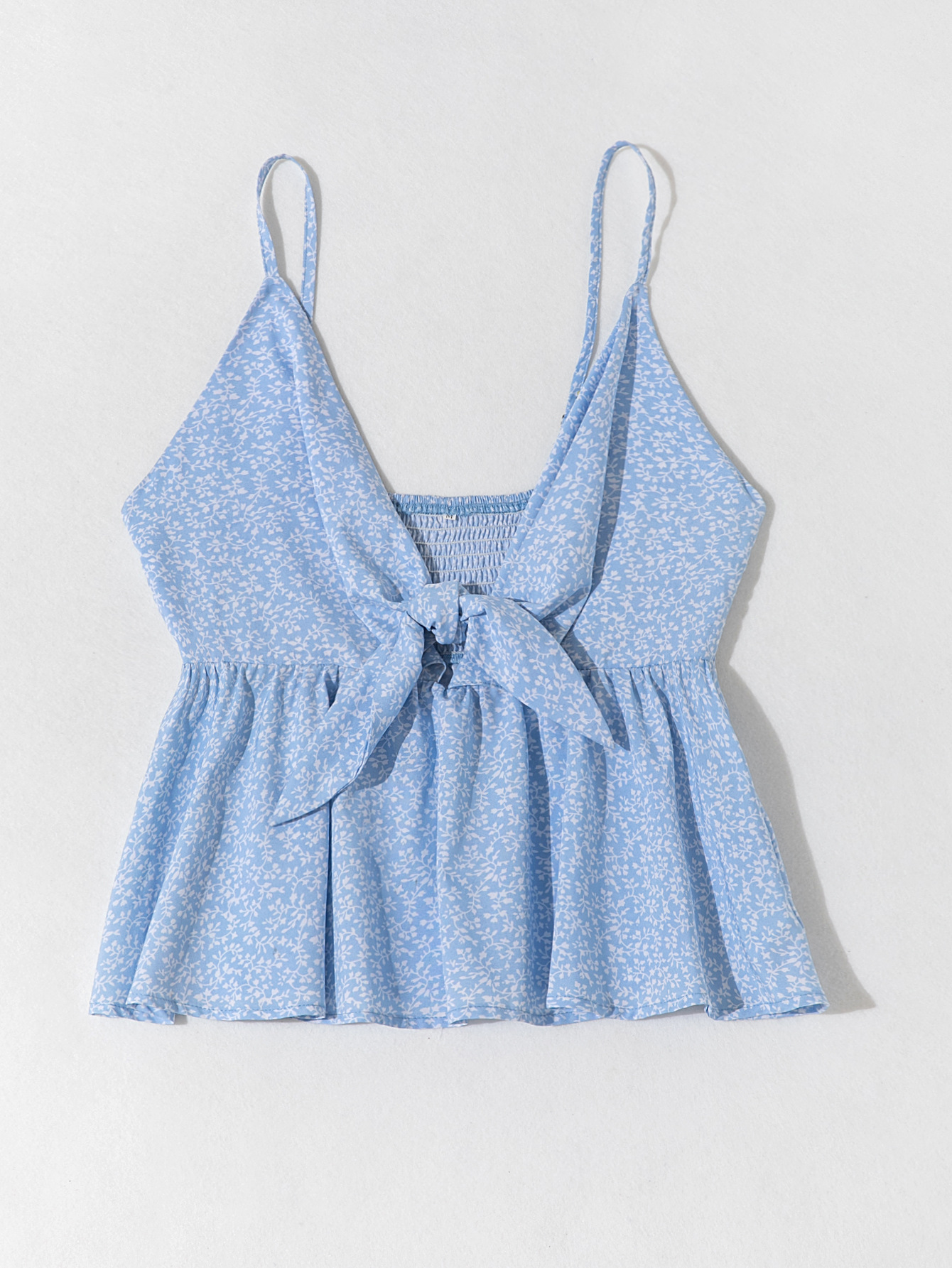 Sexy Little Floral Tie Knot Waist Sling V-neck Vest Camisole