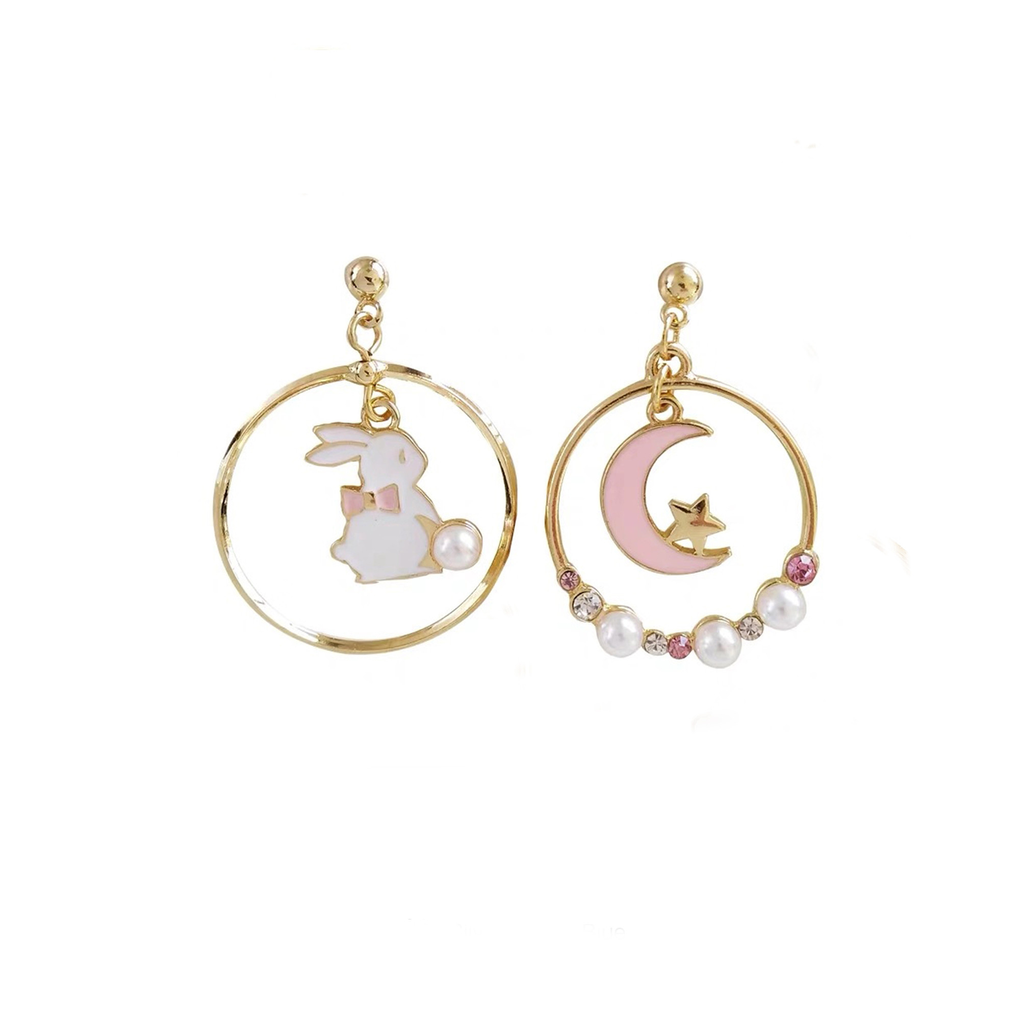 Pure Silver Earrings Cute Rabbit Pearl Earrings Versatile Temperament Earrings Mori Net Red Ear Clip