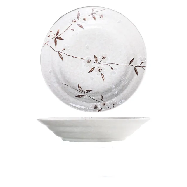 Burning White Cherry Blossom Japanese style Tableware Ceramic Bowl K - Shop at LoveMi