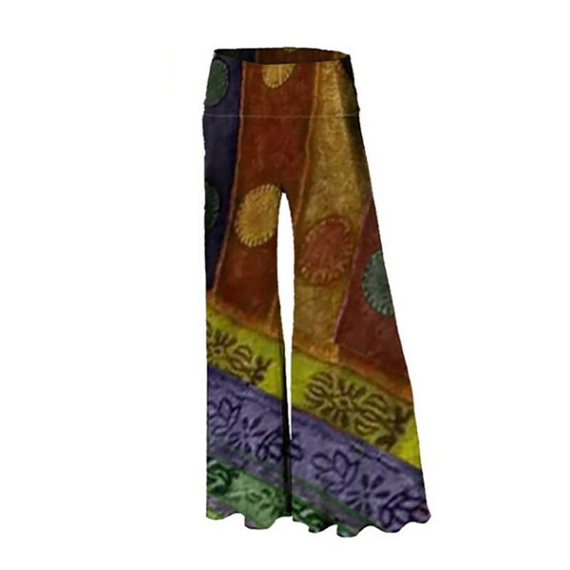 Women's Retro Ethnic Print Casual Pants Wide-leg Pants