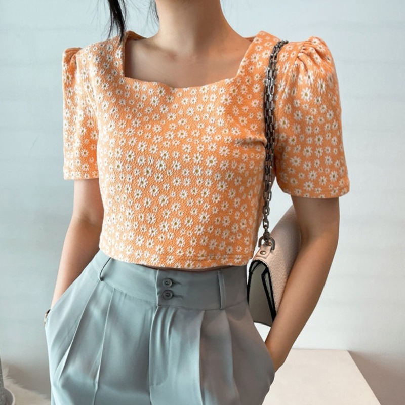 Title 5, Simple Summer Daisy Loose And Thin Pullover Puf...