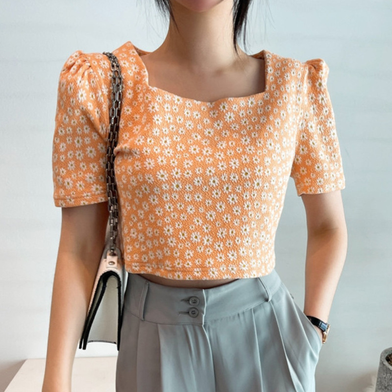 Title 4, Simple Summer Daisy Loose And Thin Pullover Puf...