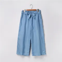 Solid Color Casual Jeans Plus Size Loose Wide-leg Pants - Blue - View 1