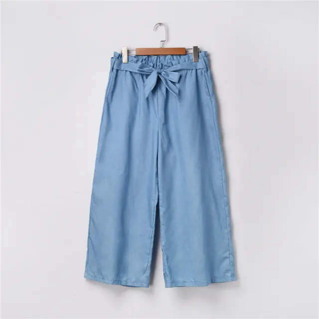 Solid Color Casual Jeans Plus Size Loose Wide leg Pants Blue - Shop at LoveMi