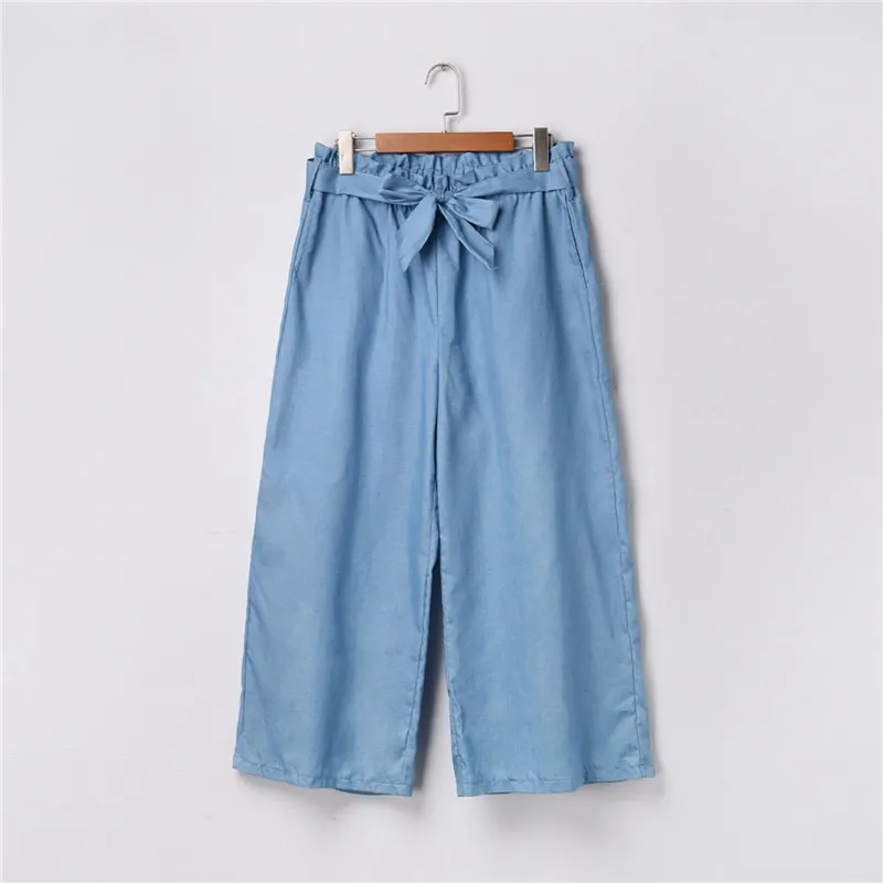 Solid Color Casual Jeans Plus Size Loose Wide-leg Pants - Blue